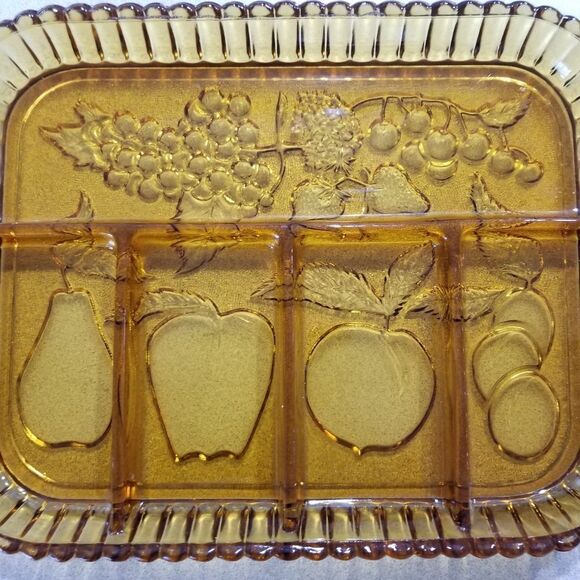 Vintage 5 Part Relish Tray‎ Indiana Glass Amber - Picture 3 of 7